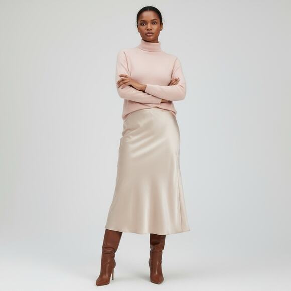 NWT Express High Rise Waisted Satin Maxi Slip Skirt Women Size XL Elastic Waist - Picture 1 of 12